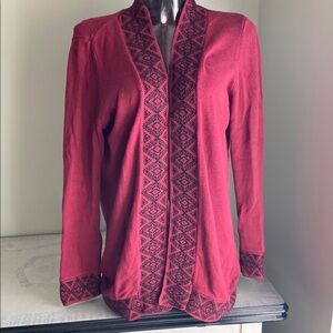 Avia Women's Red Cardigan with Black Pattern